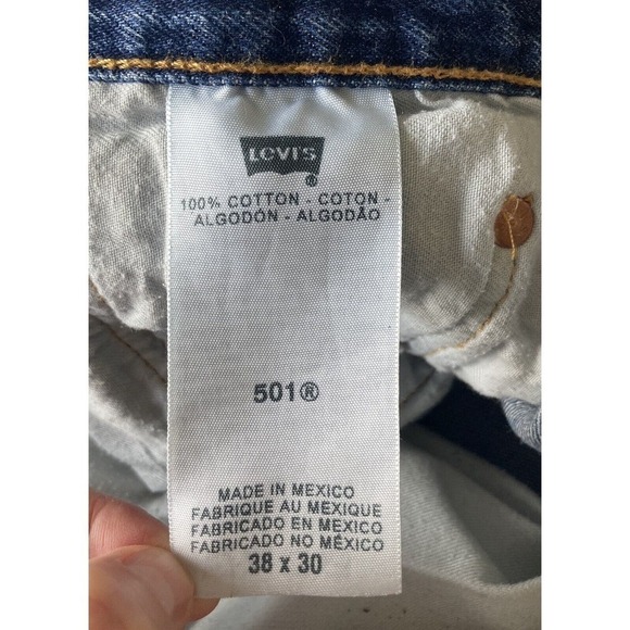 Levi's Mens 501 Jeans Button Fly Blue Medium Wash Straight Leg Mid Rise Sz 38x30 - Picture 7 of 8